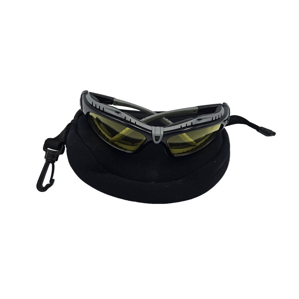 UNBRANDED Safety Glasses Foam Padded Black Frame Amber Anti-Fog‎ Lens